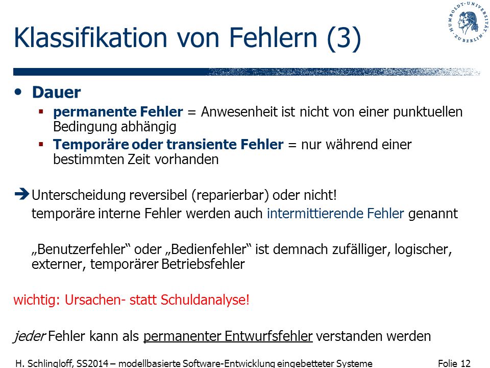 Klassifikation von Fehlern (3)