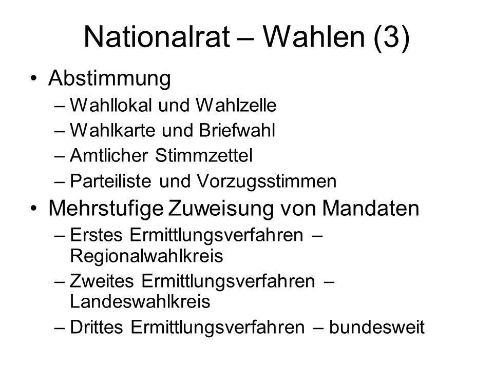 Nationalrat – Wahlen (3)