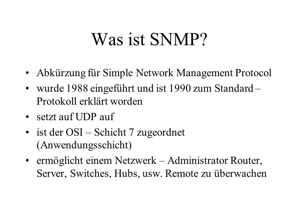 Was ist SNMP Abkürzung für Simple Network Management Protocol