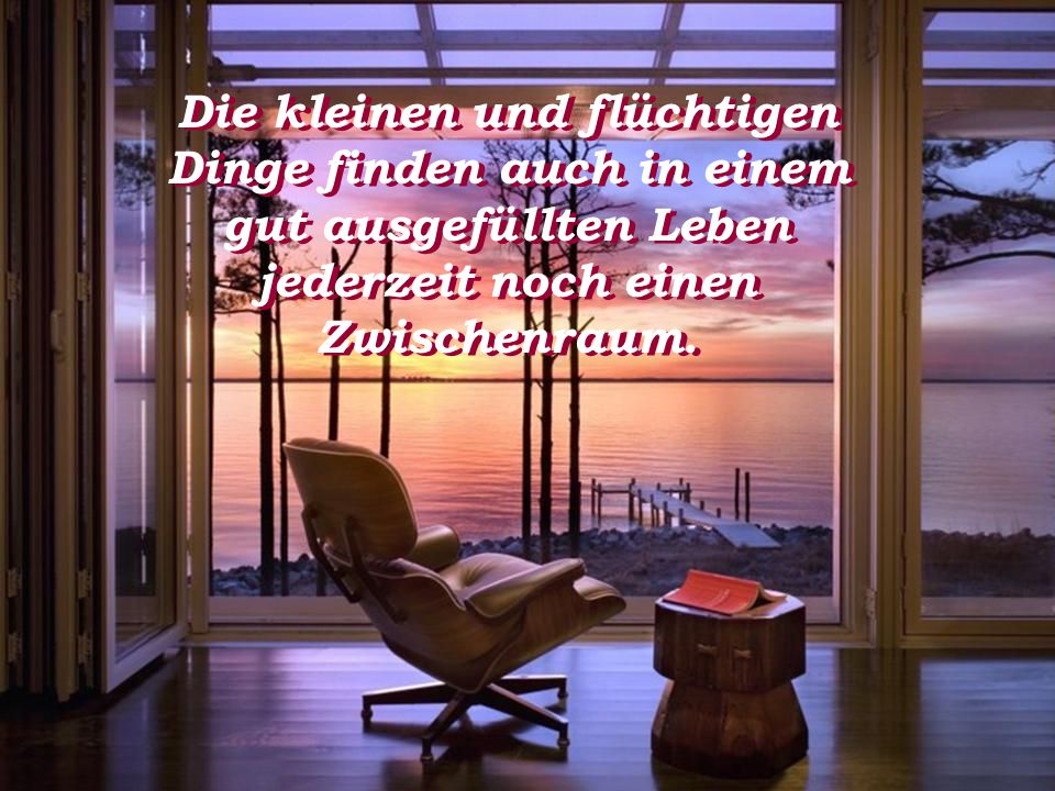 Die kleinen und flüchtigen Dinge finden auch in einem gut ausgefüllten Leben jederzeit noch einen Zwischenraum.
