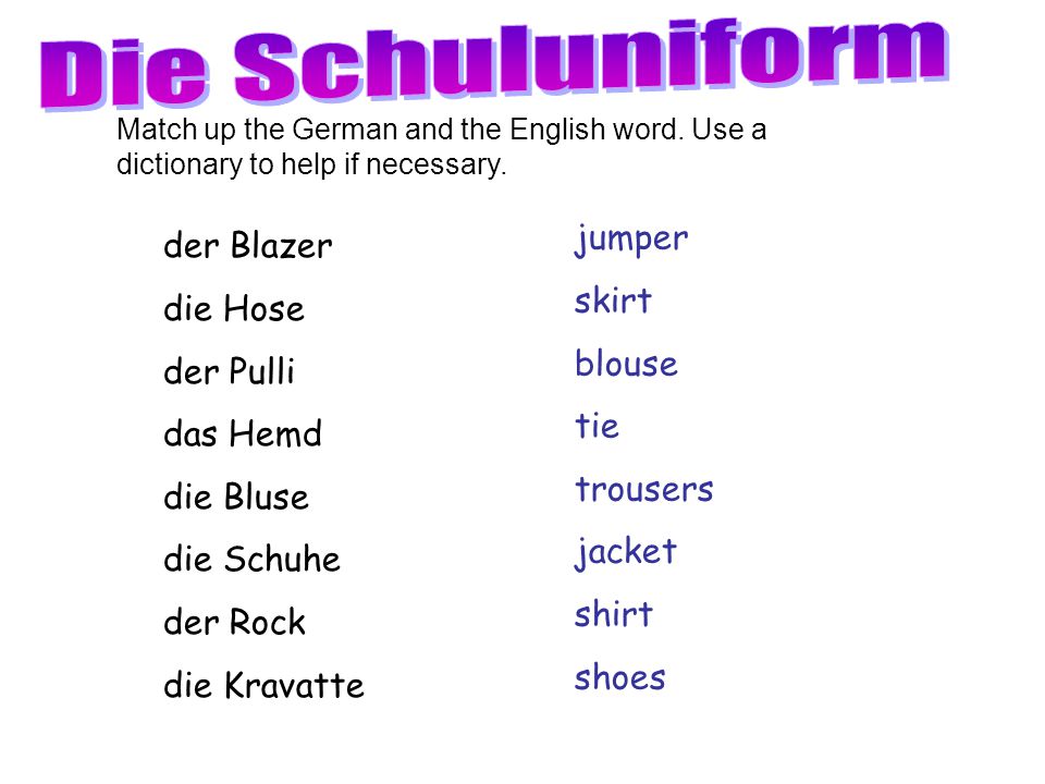 Die Schuluniform jumper der Blazer skirt die Hose blouse der Pulli tie