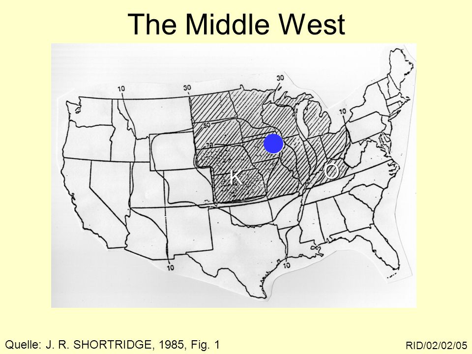 The Middle West O K Quelle: J. R. SHORTRIDGE, 1985, Fig. 1