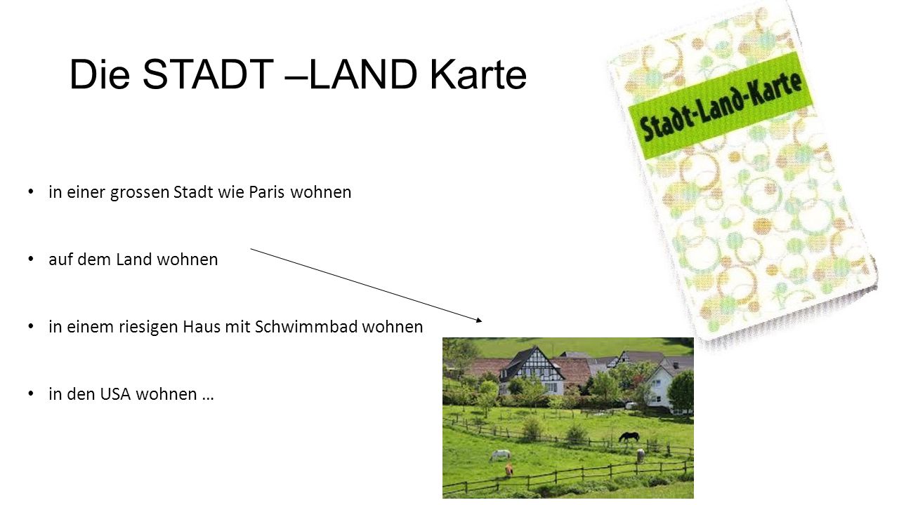 Die STADT –LAND Karte in einer grossen Stadt wie Paris wohnen