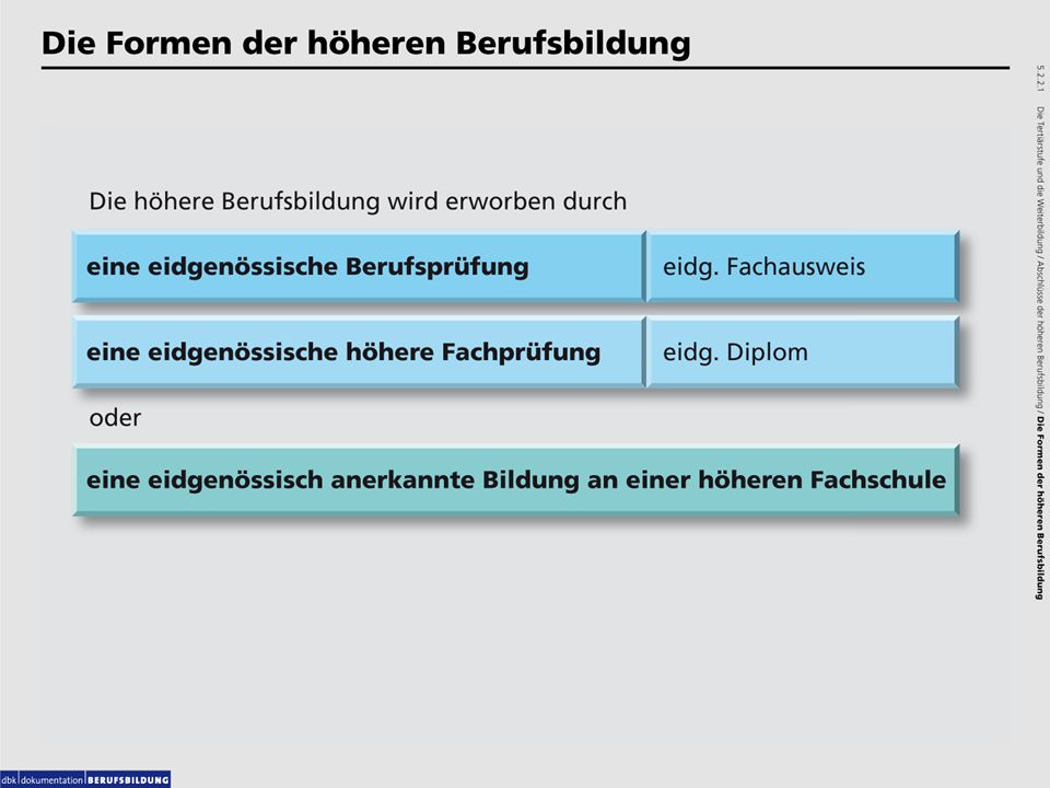Grafiken: Die Formen der höheren Berufsbildung Die eidg. höhere Fachprüfung.