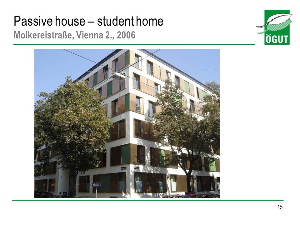 Passive house – student home Molkereistraße, Vienna 2., 2006