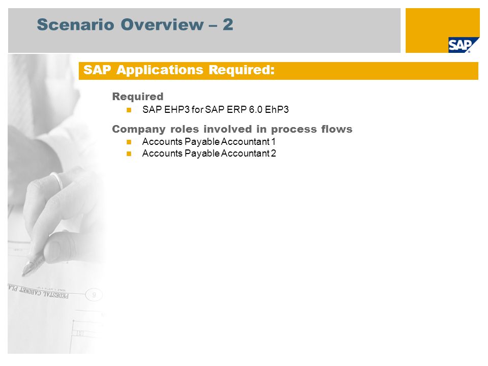 Scenario Overview – 2 SAP Applications Required: Required