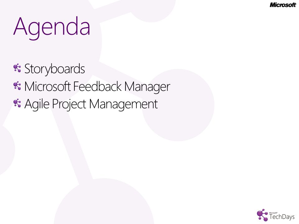 Agenda Storyboards Microsoft Feedback Manager Agile Project Management