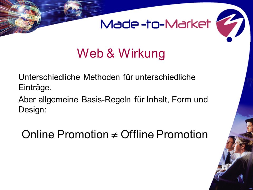 Web & Wirkung Online Promotion  Offline Promotion