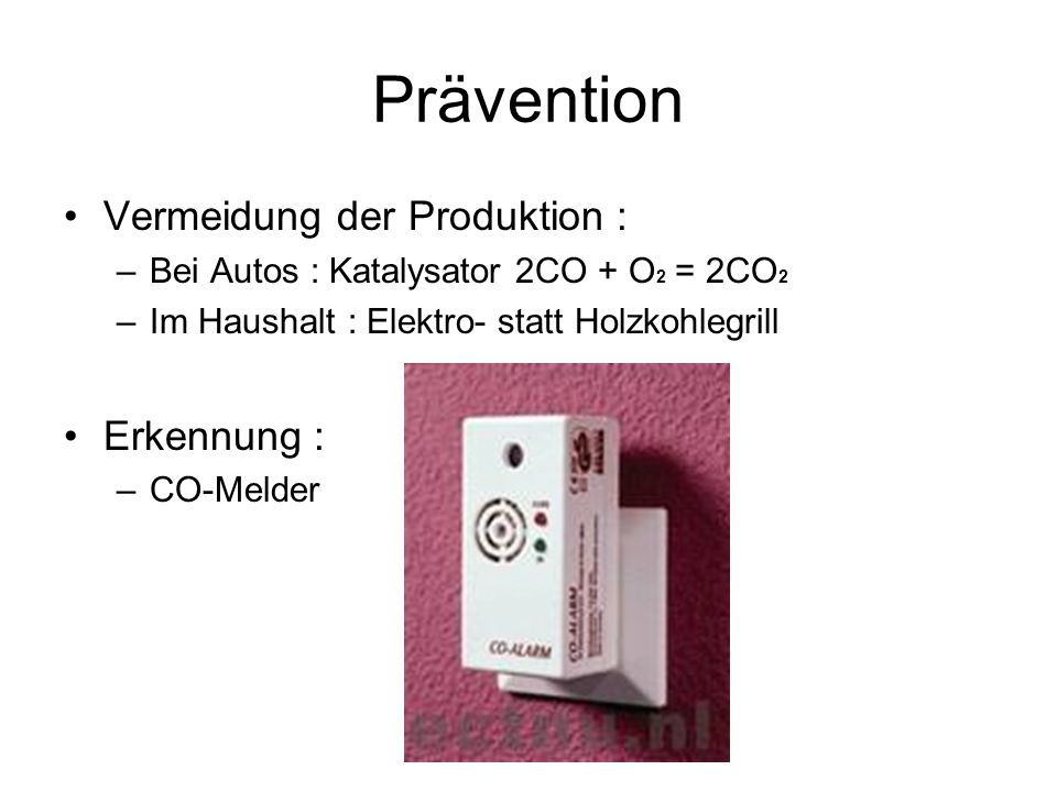 Prävention Vermeidung der Produktion : Erkennung :