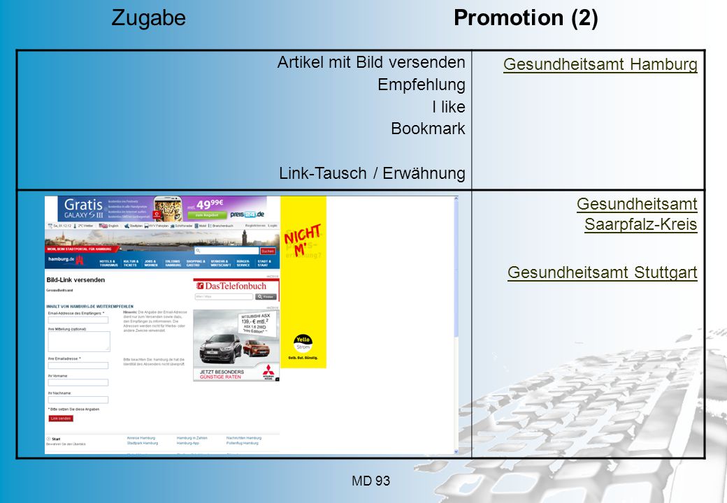 Zugabe Promotion (2) Artikel mit Bild versenden Empfehlung I like