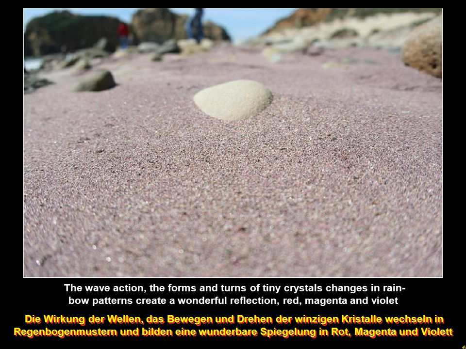 The wave action, the forms and turns of tiny crystals changes in rain-