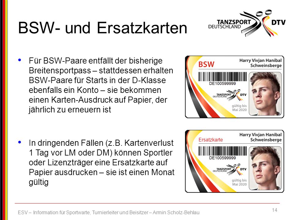 BSW- und Ersatzkarten
