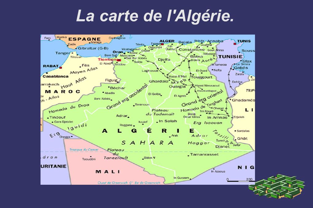 La carte de l Algérie.