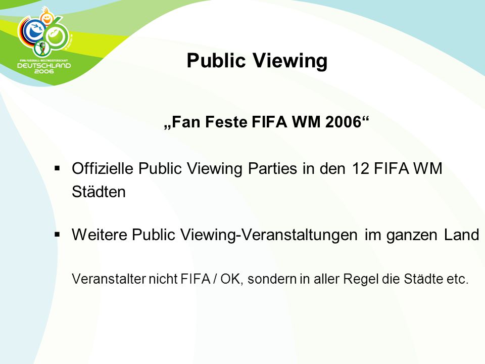 Offizielle Public Viewing Parties in den 12 FIFA WM Städten