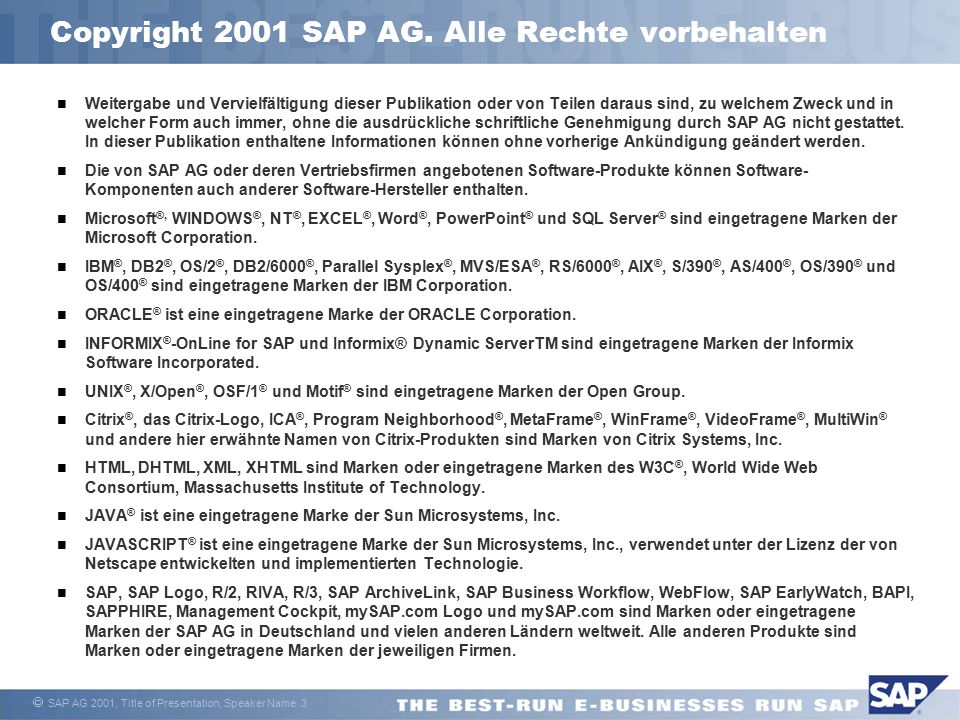 Copyright 2001 SAP AG. Alle Rechte vorbehalten