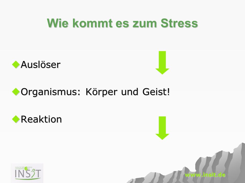 Wie kommt es zum Stress Auslöser Organismus: Körper und Geist!