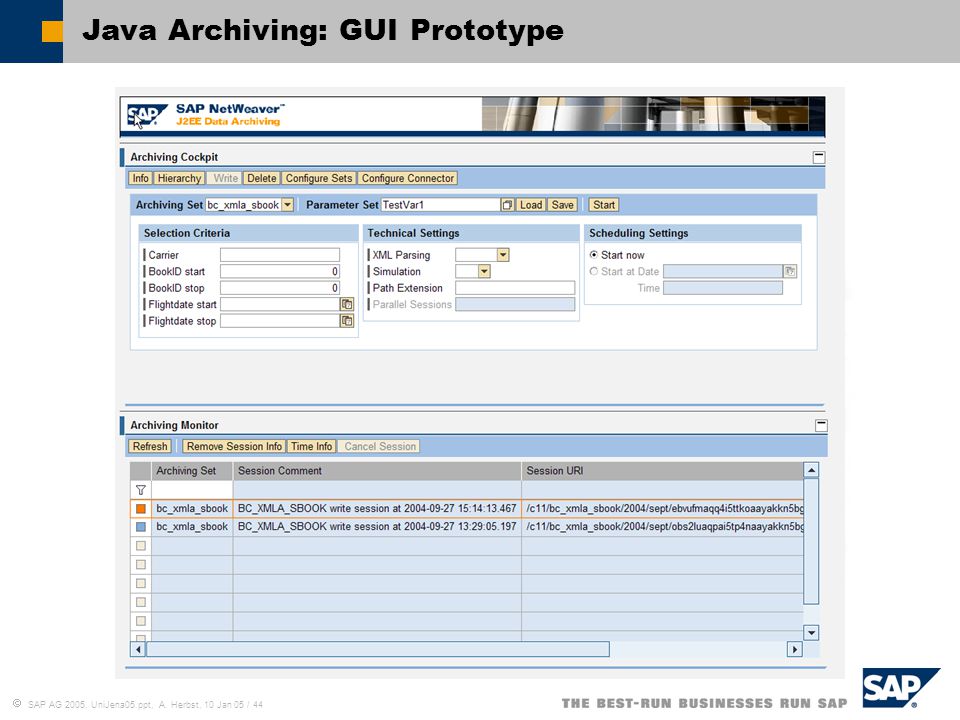 Java Archiving: GUI Prototype