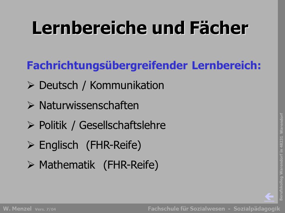 Lernbereiche und Fächer