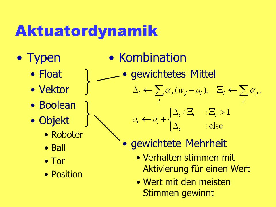 Aktuatordynamik Typen Kombination Float Vektor Boolean Objekt
