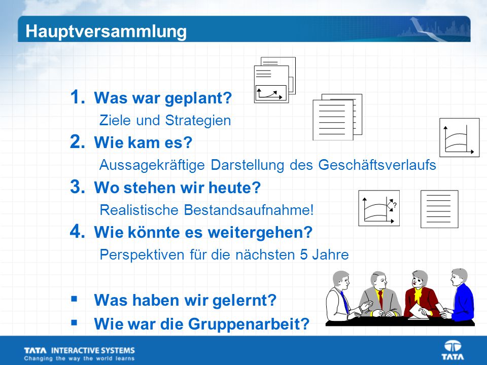 Hauptversammlung Was war geplant Wie kam es Wo stehen wir heute