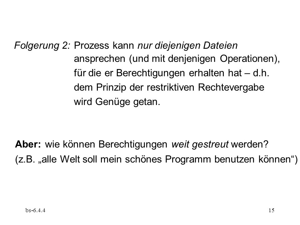 Folgerung 2: Prozess kann nur diejenigen Dateien