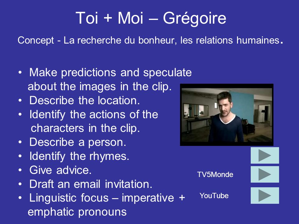 Toi + Moi – Grégoire Concept - La recherche du bonheur, les relations humaines.