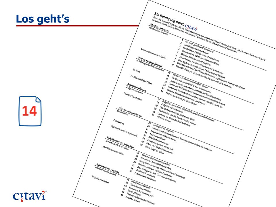 14 Los geht’s Fügen Sie diese Datei Ihren Teilnehmerunterlagen bei: