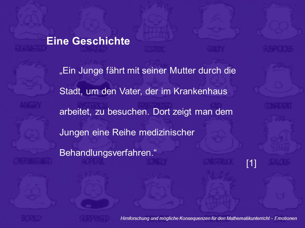 Eine Geschichte „Ein Junge fährt mit seiner Mutter durch die