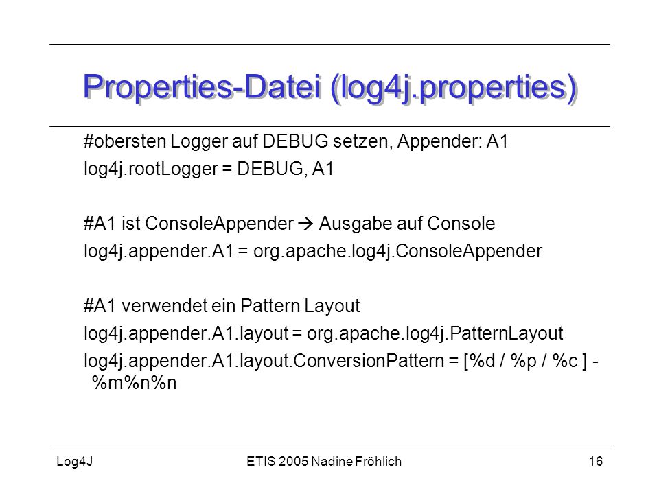 Properties-Datei (log4j.properties)