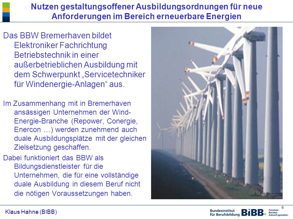 Nutzen gestaltungsoffener Ausbildungsordnungen für neue Anforderungen im Bereich erneuerbare Energien