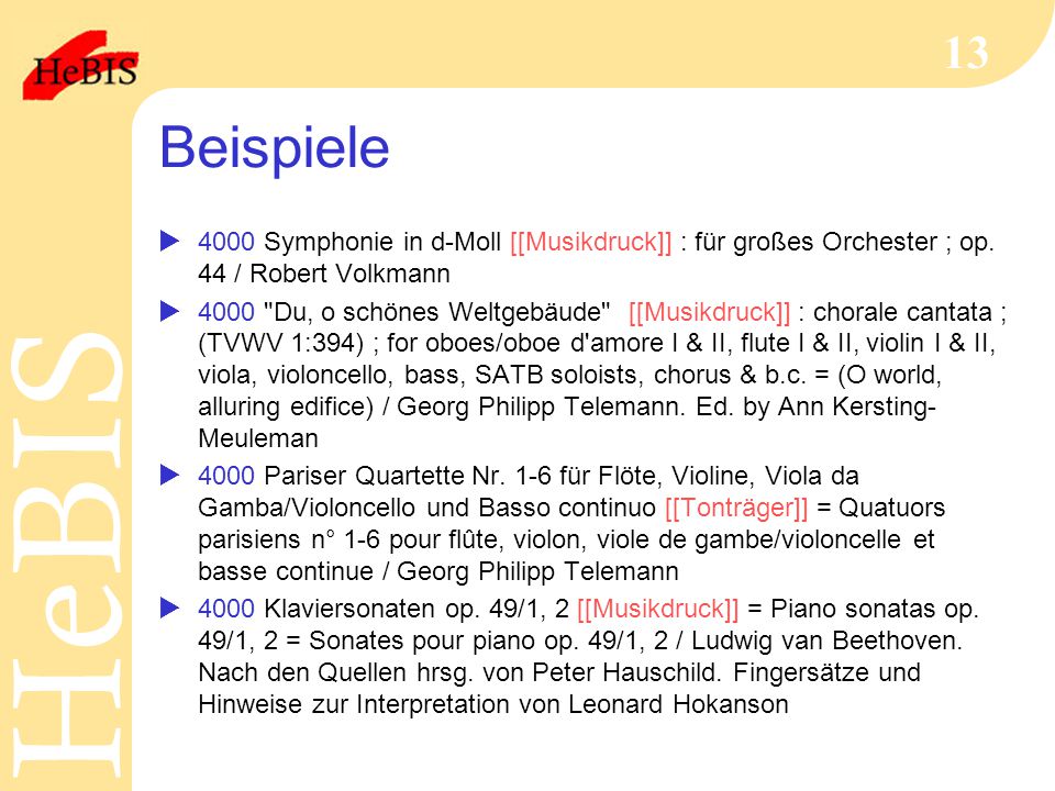 Beispiele 4000 Symphonie in d-Moll [[Musikdruck]] : für großes Orchester ; op. 44 / Robert Volkmann.