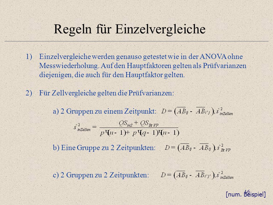 Regeln für Einzelvergleiche