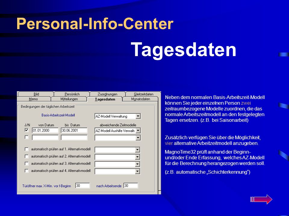 Tagesdaten Personal-Info-Center