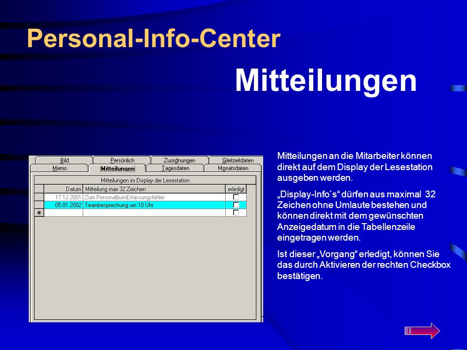 Mitteilungen Personal-Info-Center