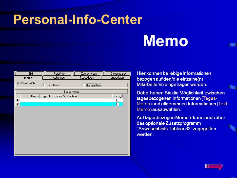 Memo Personal-Info-Center