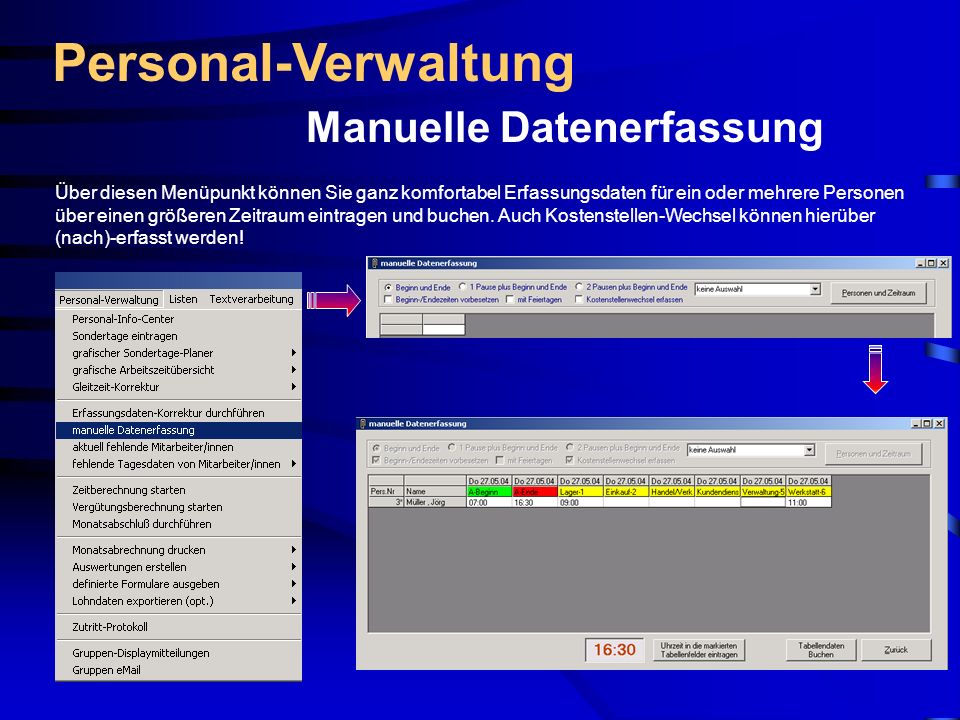 Personal-Verwaltung Manuelle Datenerfassung