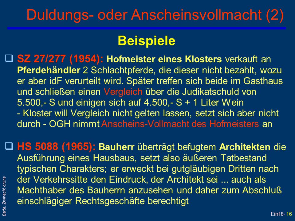 Duldungs- oder Anscheinsvollmacht (2)