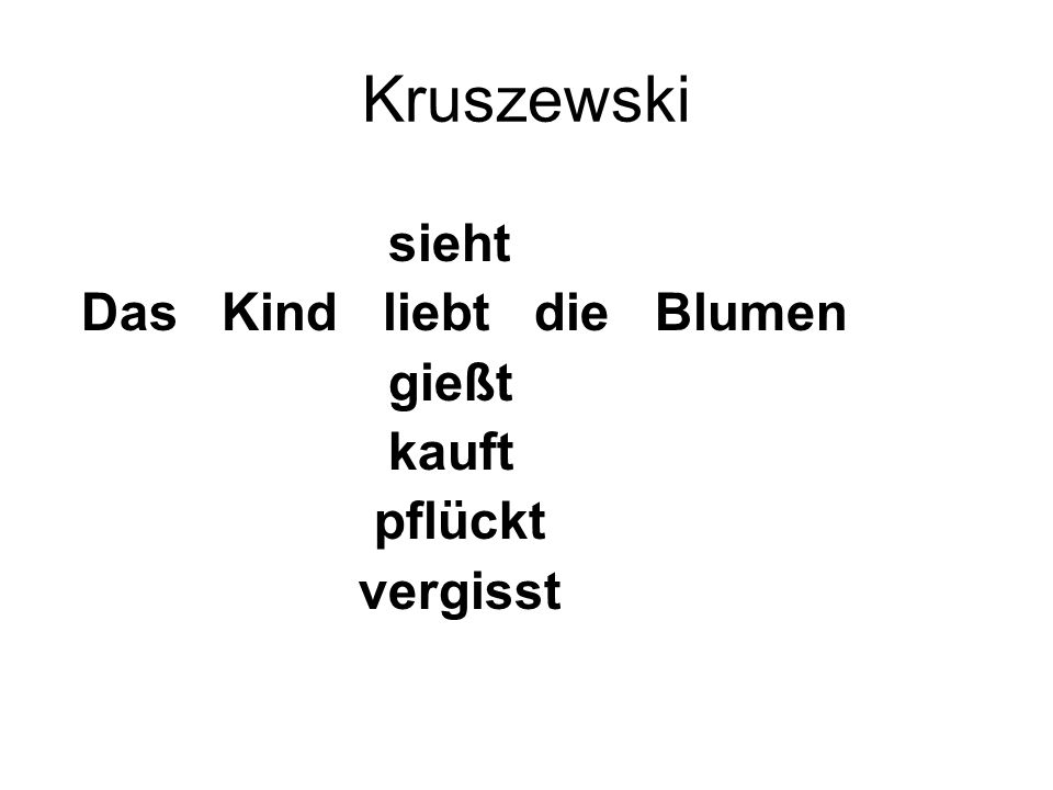 Kruszewski sieht Das Kind liebt die Blumen gießt kauft pflückt