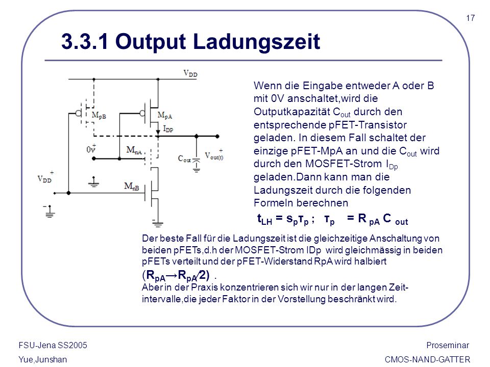 3.3.1 Output Ladungszeit tLH = spτp ; τp = R pA C out
