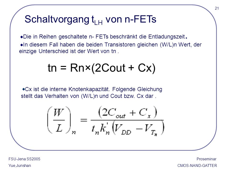 tn = Rn×(2Cout + Cx) Schaltvorgang tLH von n-FETs