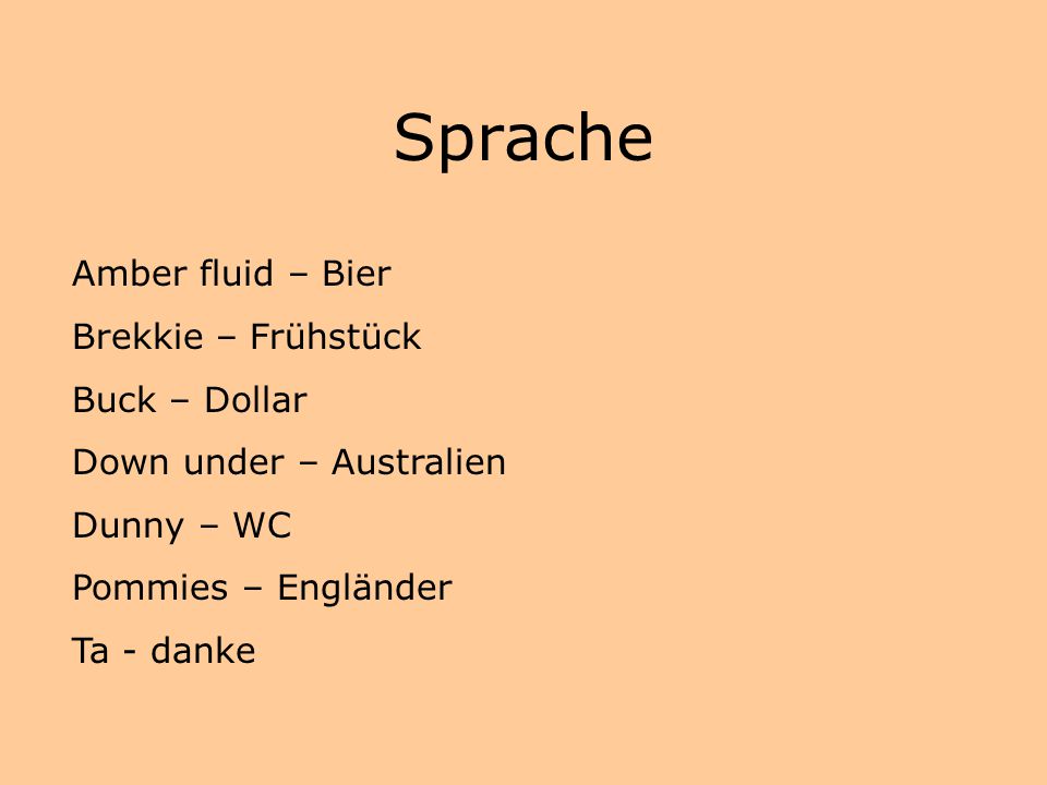 Sprache Amber fluid – Bier Brekkie – Frühstück Buck – Dollar