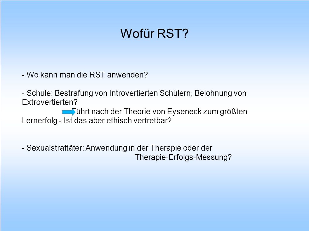 Wofür RST - Wo kann man die RST anwenden