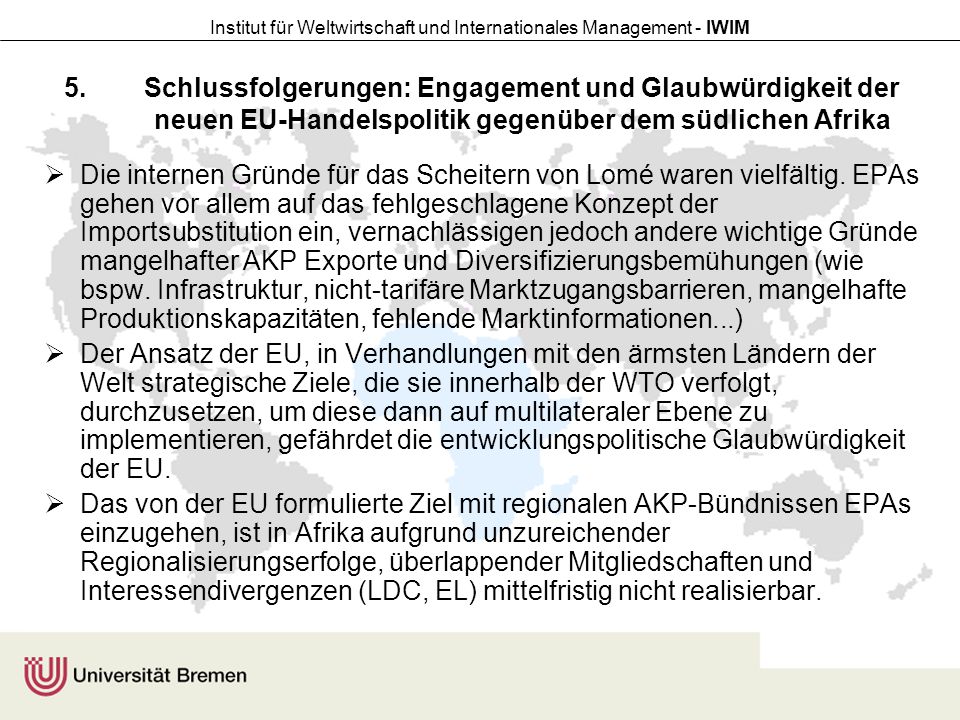Schlussfolgerungen: Engagement und Glaubwürdigkeit der neuen EU-Handelspolitik gegenüber dem südlichen Afrika