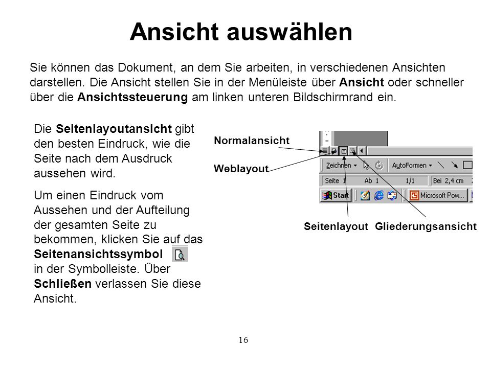 Ansicht auswählen