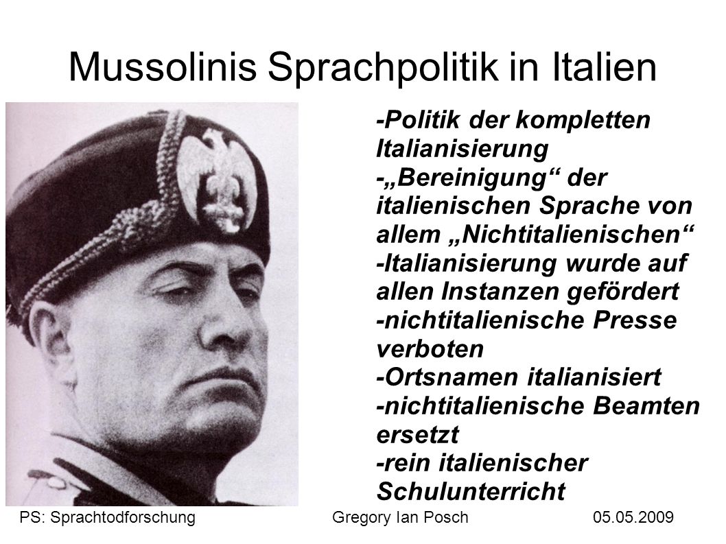 Mussolinis Sprachpolitik in Italien