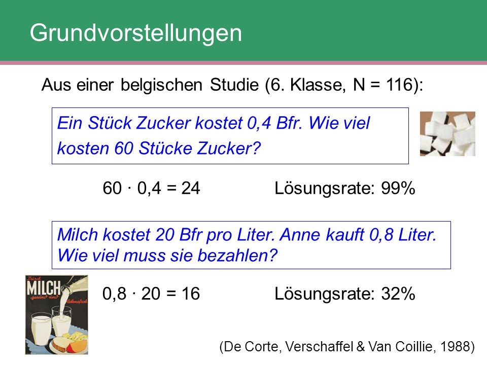 (De Corte, Verschaffel & Van Coillie, 1988)