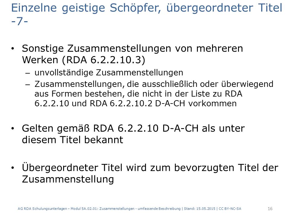 Einzelne geistige Schöpfer, übergeordneter Titel -7-