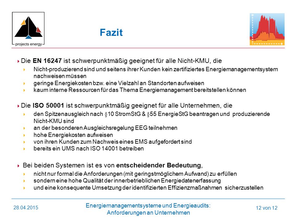 Fazit Die EN ist schwerpunktmäßig geeignet für alle Nicht-KMU, die.