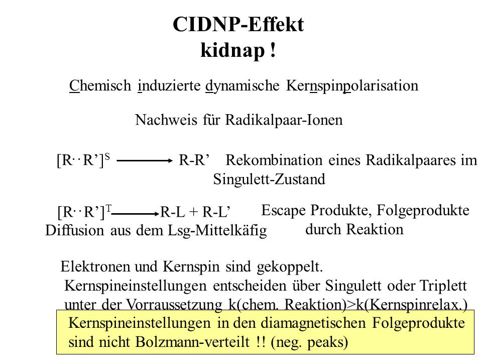 CIDNP-Effekt kidnap ! Chemisch induzierte dynamische Kernspinpolarisation. Nachweis für Radikalpaar-Ionen.