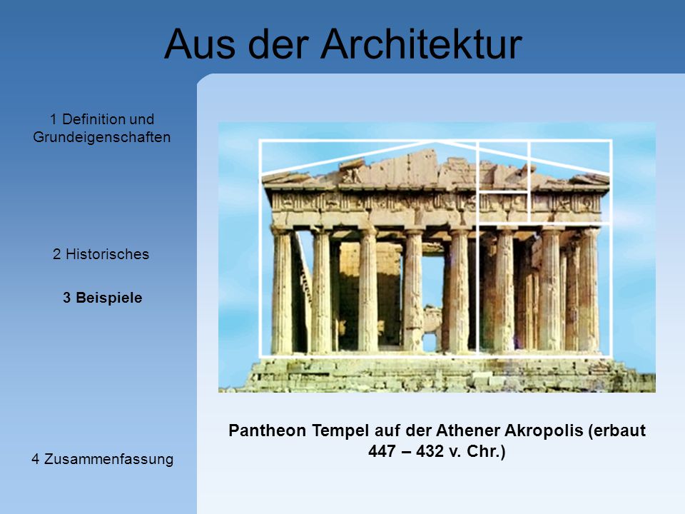 Pantheon Tempel auf der Athener Akropolis (erbaut 447 – 432 v. Chr.)